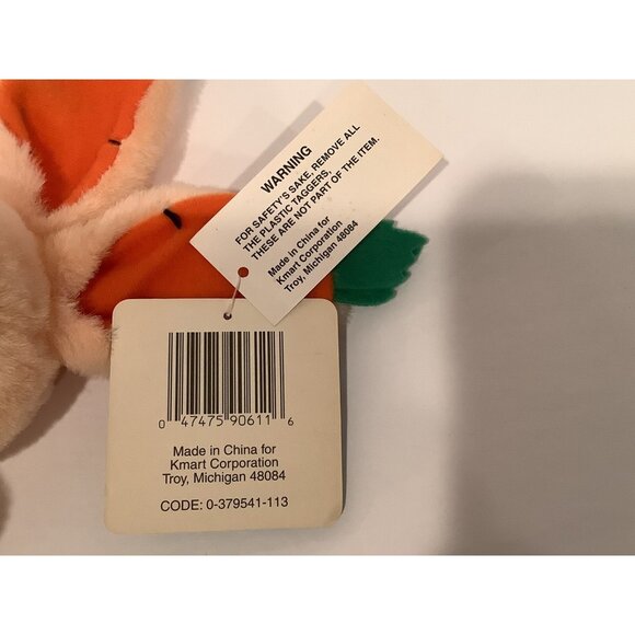 Vtg Plush Main Joy Peach Easter Bunny Rabbit Carrot Feet Ears Stuffed Animal - Picture 5 of 5